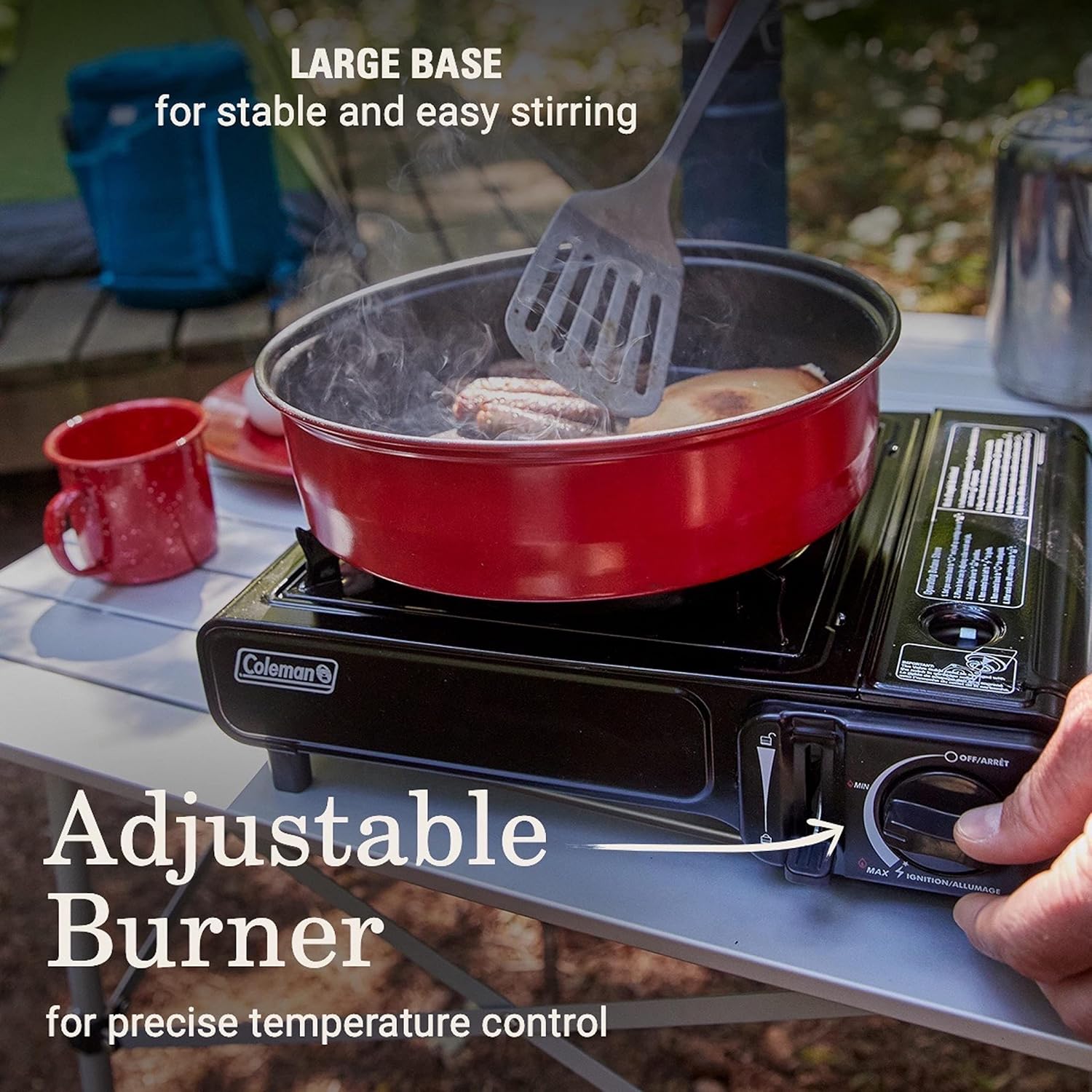 Coleman Classic 1-Burner Butane Stove Portable Camping Stove with Carry Case & Push-Button Starter Includes Precise Temperature Control & 7650 BTUs of Power for Camping Tailgating & More - Image 3