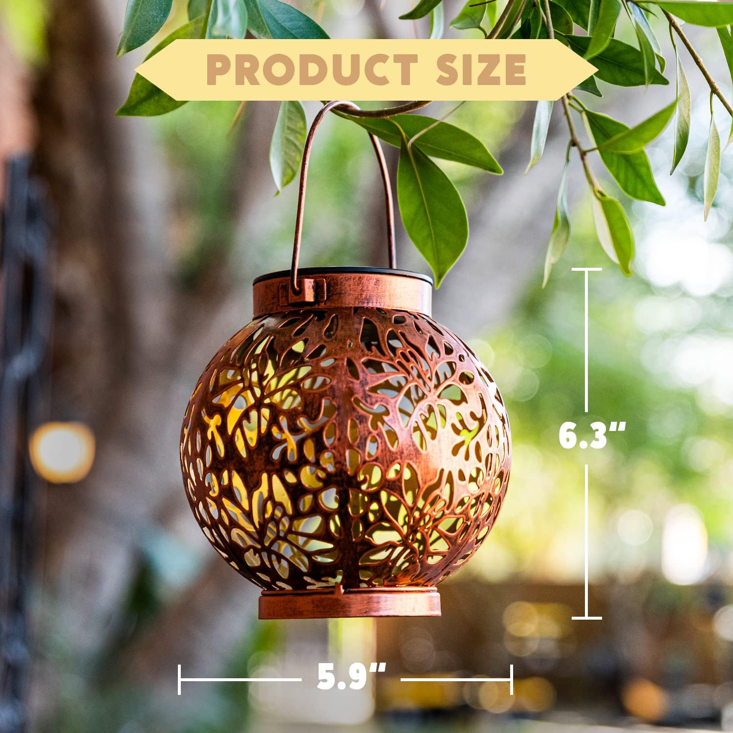 JOIEDOMI 2 Pack Outdoor Solar Hanging Lantern Lights, Waterproof Tabletop with Handle, LED Moroccan Lanterns, Metal Decorative Garden Solar Lights for Patio, Lawn, Porch, Backyard - Image 6