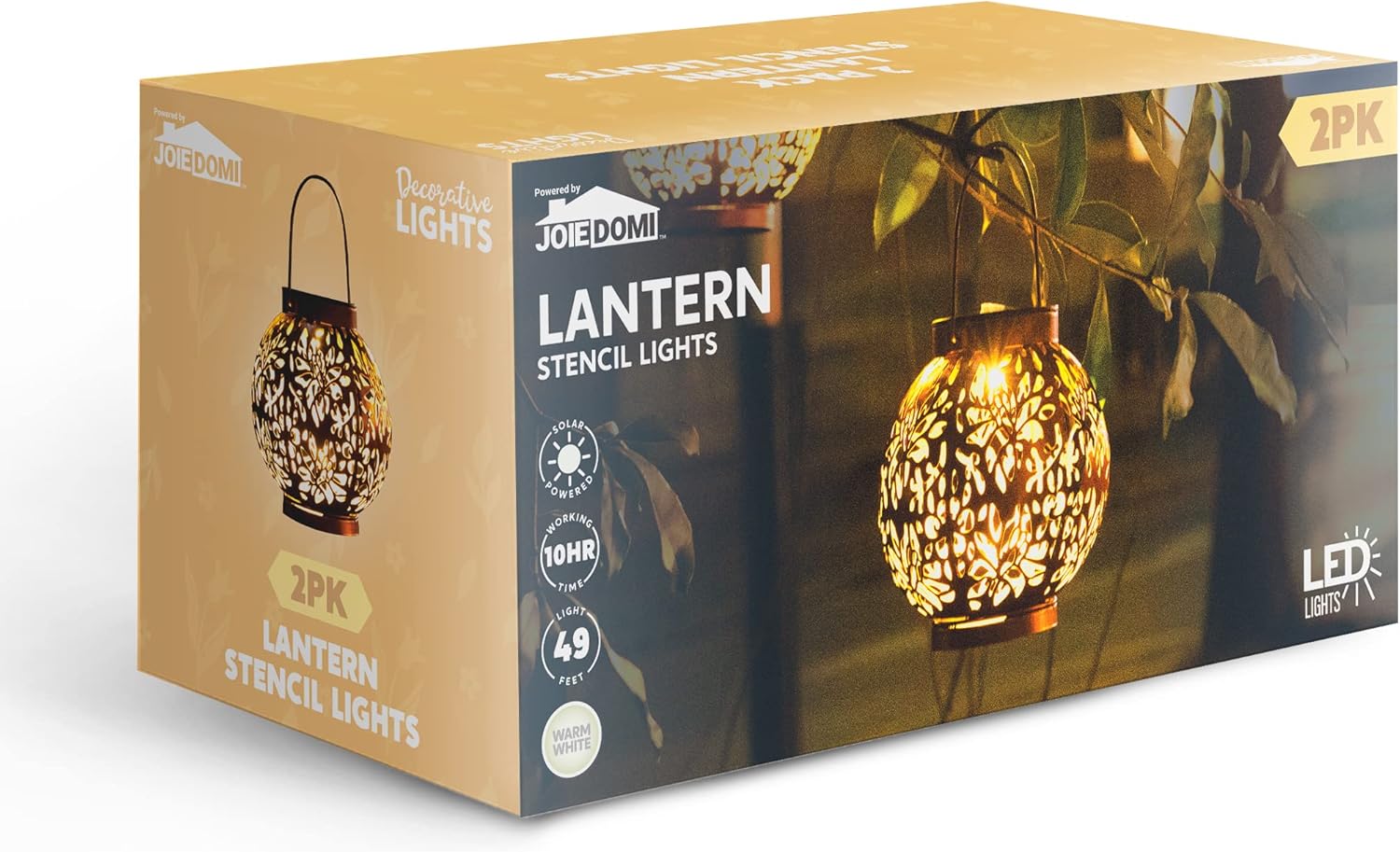 JOIEDOMI 2 Pack Outdoor Solar Hanging Lantern Lights, Waterproof Tabletop with Handle, LED Moroccan Lanterns, Metal Decorative Garden Solar Lights for Patio, Lawn, Porch, Backyard - Image 7