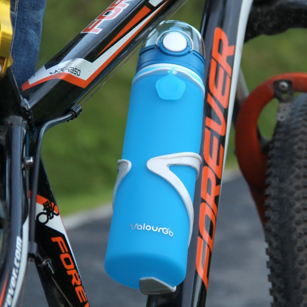 Valourgo Collapsible Water Bottle, Silicone Foldable with Leak Proof Valve BPA Free, Aqua Blue, 21 oz - Image 6